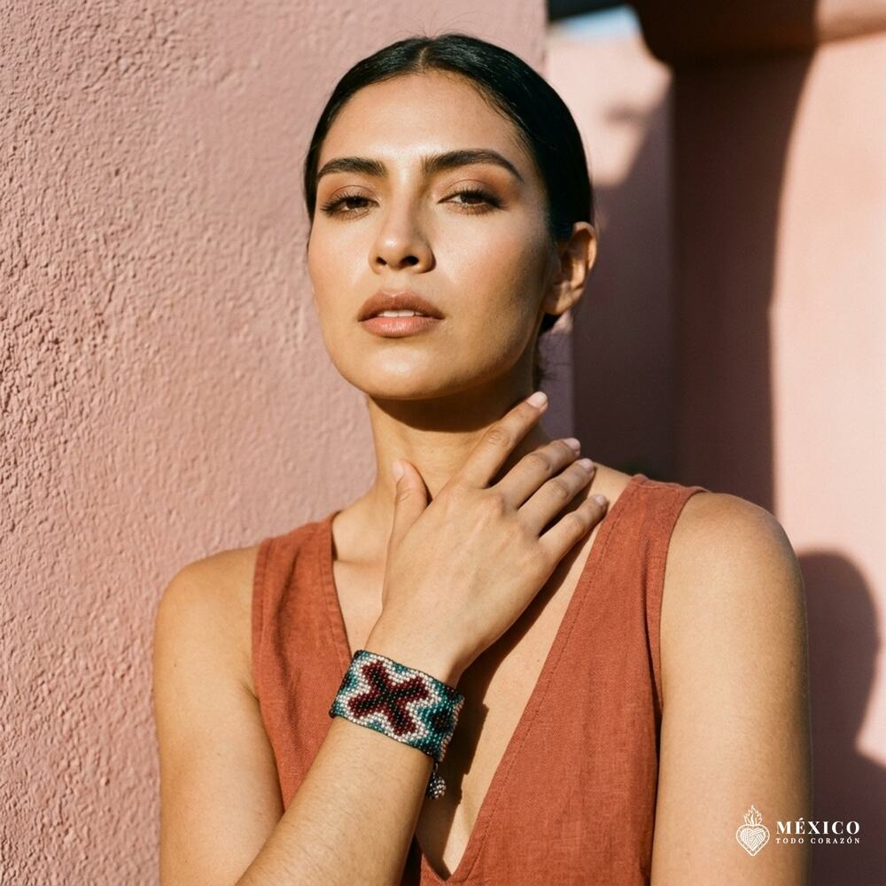 Mexican hand made bracelet  one of a kind  s-med -lg size 6X1.10 IN
